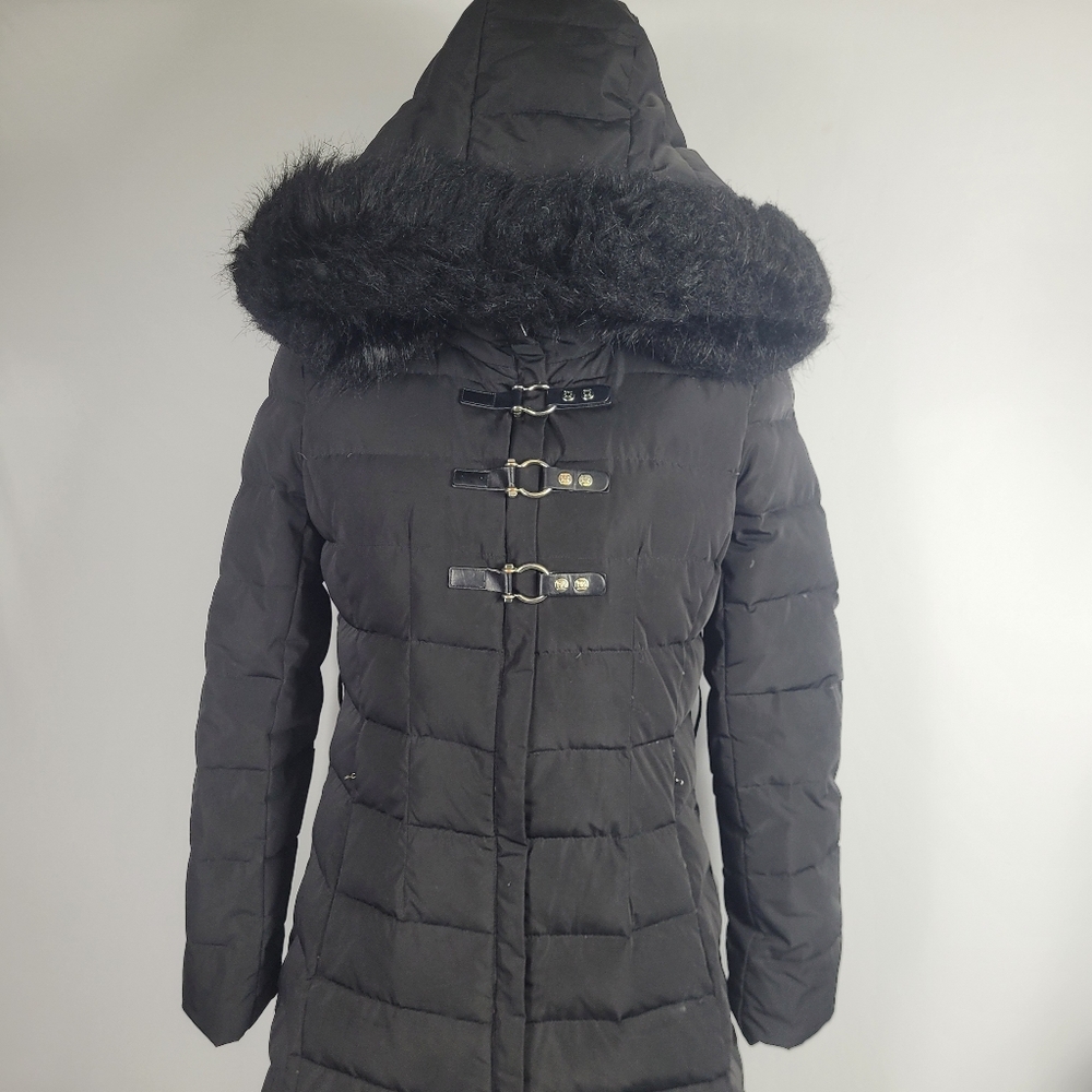 Ivanka Trump Down Puffer Winter Fur Trim Jacket Size Small